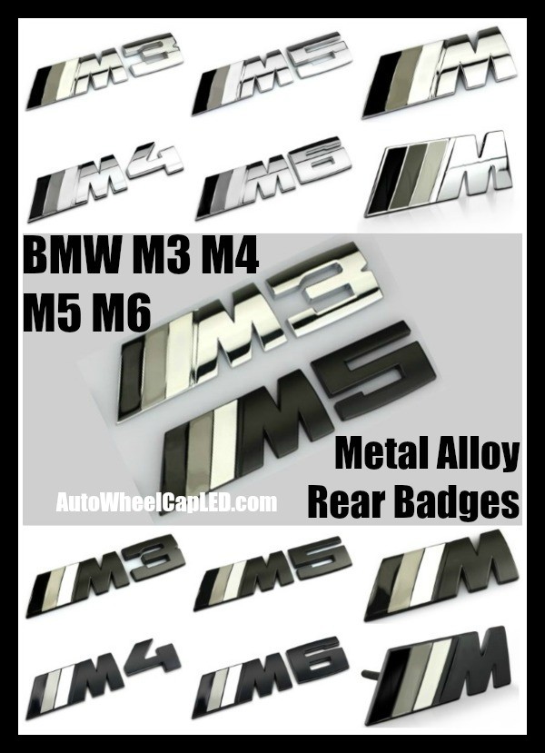 BMW ///M M3 M4 M5 M6 Black Grey Silver Trunk Rear Emblems Front Grille Metal Alloy Curve Badges Stickers Power 3 Stripes