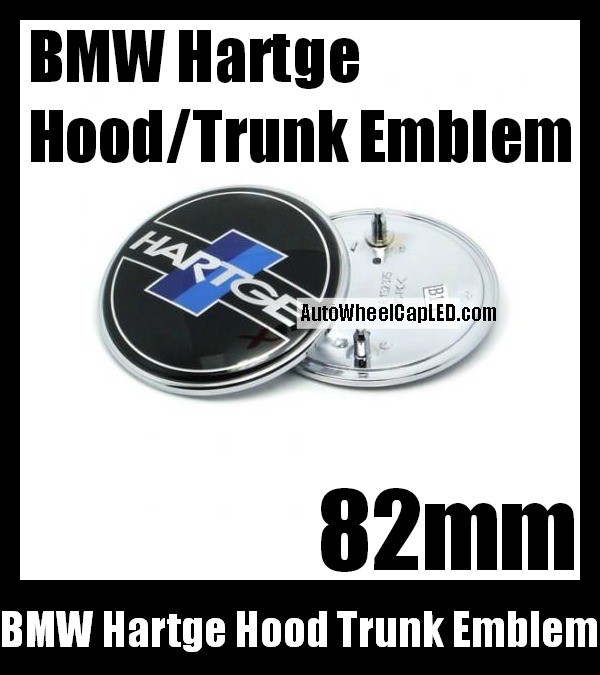 BMW Hartge Black Blue Stripes Hood Trunk Emblem 82mm Roundel Badge Aluminium Alloy