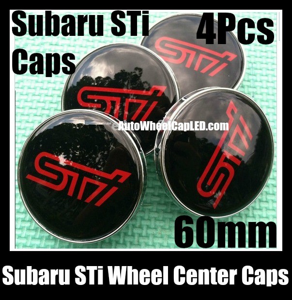 Subaru STi Black Wheel Center Caps Emblems 60mm Roundels Impreza WRX STi BBS Legacy Tribeca 4Pcs