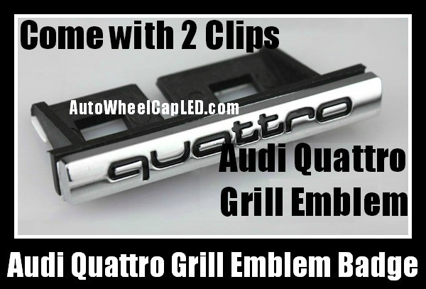 Audi Quattro Front Grill Badge Emblem Black Chrome Silver A3 A4 A5 A6 A7 A8 Q3 Q5 Q7 TT S3 S4 S5 S6 SLine
