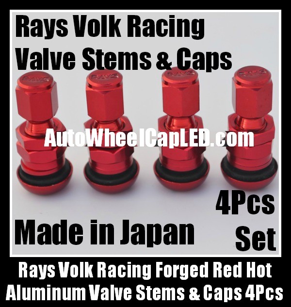 Rays Volk Racing Forged Red Hot Aluminum Tire Valve Stems Caps Japan Wheels Rims Work Japan 4Pcs Set