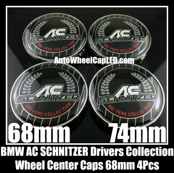 BMW AC SCHNITZER Drivers Collection Wheel Center Hubs Caps Roundels 4Pcs Emblems Badges Aluminium Alloy