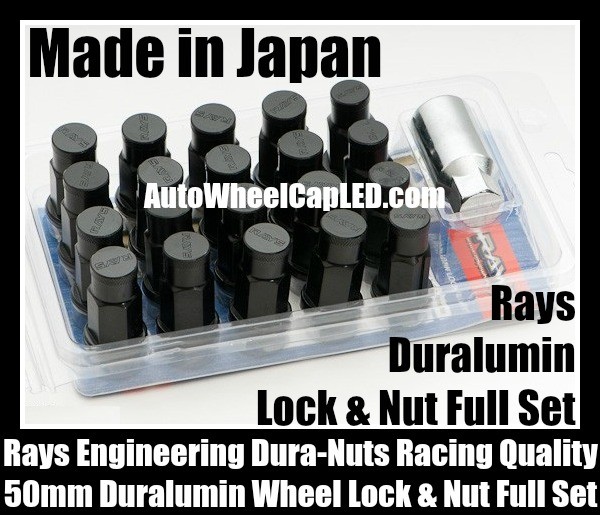 Rays Volk Racing Devil Black Lock Lug Dura Nuts Duralumin Wheels Rims 50mm M12x P1.5 P1.25 Pitch Rims Forged Japan Engineering