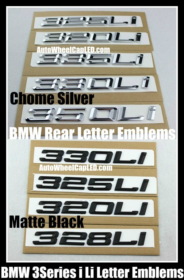 BMW 320 325 328 330 335 350 Li i Trunk Letter Emblems Badges Black Silver 3 Series Matte Chrome Rear Stickers