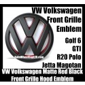 VW Volkswagen Matte Red Black Front Grille Emblem Badge Golf 6 MK6 GTI GTIs R20 New Polo Jetta Magotan Bonnet Hood