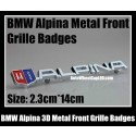 BMW Alpina 3D Front Grille Emblem Grill Badge Chrome Silver Metal Alloy