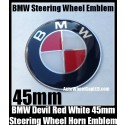BMW Devil Red White Steering Wheel Horn Emblem Badge Roundel 45mm