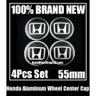 Honda Wheel Center Caps Emblems Tin Stickers Aluminum 55mm DIE CUT 3D 4Pcs Set