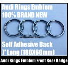 Audi Rings Chrome Silver Emblem Front Rear 180mmX60mm Grill Hood Trunk Badge A3 A4 A6 A8 S3 S4 S6 R Q7 Q5