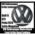 VW Volkswagen Full Matte Black Front Grille Emblem Badge Golf 6 MK6 GTI GTIs R20 New Polo Jetta Magotan Bonnet Hood