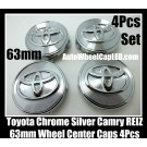 Toyota Chrome Silver 63mm Camry REIZ Wheel Center Emblems Caps Hubs 4Pcs