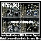 Junction Produce Garson VIP DAD Black Blue White Crystal Chrome Silver Japan Metal License Plate Bolts Screws 4Pcs Set