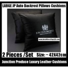 Junction Produce Luxury Leather Auto Car Throw Cushion Backrest Pillow Devil Black Luxury White Color (2 Pieces a Set)