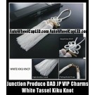 Junction Produce DAD JP VIP Charms Bright White Kiku Knot w/ Lucky Wood Tag for Auto Car