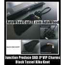 Junction Produce DAD JP VIP Charms Cool Black Kiku Knot w/ Lucky Wood Tag for Auto Car