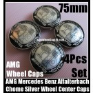 AMG Mercedes Benz Affalterbach Metal Black Chrome Silver Apple Tree Wheel Center Caps 75mm CLK ML GL SL CL E C 4Pcs set