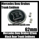 Brabus Mercedes Benz Black Chrome Silver 62mm Rear Trunk Badge Emblem Boot Metal Class W E S C CLK SLK Series
