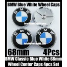 BMW Classic Blue White 68mm Wheel Center Hubs Caps Roundels 4Pcs Emblems Badges Aluminium Alloy