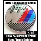 BMW ///M Power Black White Squares Emblem 82mm Hood Trunk Blue Red Stripes Bonnet Boot Badge M3 M5 M6