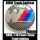 BMW ///M Power Black White Squares Emblem 74mm Trunk Blue Red Stripes Boot Badge M3 M5 M6