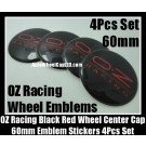 OZ Racing Wheel Center Caps 60mm Black Red Emblems Stickers 4Pcs Set Characters