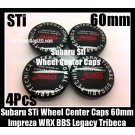 Subaru STi Tecnica International Wheel Center Caps Black 60mm Emblems Impreza WRX STi BBS Legacy Tribeca 4Pcs