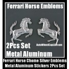 Ferrari Metal Chrome Silver Horses Logo Badge Emblems Stickers 2Pcs Set Car Trucks Sides Motocycle Bike