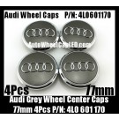 Audi 77mm Grey Chrome Silver Wheel Center Emblems Caps 4L0 601 170  3.0T 2.0T A3 A4 A5 A6 A7 A8 Q3 Q5 Q7 TT A4L A6L 4L0601170