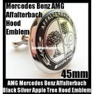 AMG Mercedes Benz Affalterbach Metal Black Chrome Silver Apple Tree Hood Badge Emblem 45mm Class W E S C CLK SLK Series