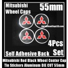Mitsubishi Red Black Wheel Center Cap Tin Stickers Aluminum 55mm DIE CUT 3D 4Pcs Set