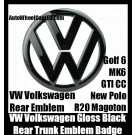 VW Volkswagen Gloss Devil Black Rear Trunk Emblem Boot Badge Golf 6 MK6 GTI GTIs CC New Polo R20 Magoton