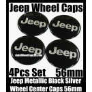 Jeep Devil Black Chrome Silver Wheel Center Caps Emblems Badges Roundels Stickers 56mm 4Pcs Set