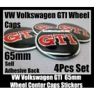 VW Volkswagen GTI 65mm Wheel Center Caps Emblems Stickers Badges Roundels 4Pcs Curve MK4 MK5 MK6 Golf 5 6 7 Polo Aluminum Alloy