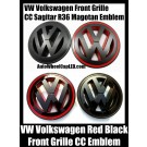 VW Volkswagen Red Black Front Grille Emblem Full Gloss Matte Badge CC Sagitar R36 Magotan Bonnet Hood