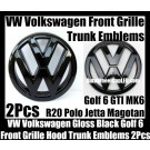 VW Volkswagen Gloss Black Golf 6 GTI Front Grille Hood Rear Trunk Emblems Badges 2Pcs  MK6 GTIs R20 New Polo Jetta Magotan Bonnet Boot Bumper
