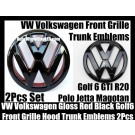VW Volkswagen Gloss Red Black Golf 6 GTI Front Grille Hood Rear Trunk Emblems Badges 2Pcs  MK6 GTIs R20 New Polo Jetta Magotan Bonnet Boot Bumper