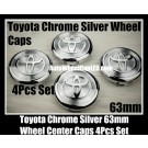 Toyota Chrome Silver 63mm Wheel Center Emblems Caps Hubs 4Pcs SOLARA CAMRY MATRIX COROLLA RAV4