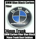 BMW Carbon Fiber Blue Black 74mm Trunk Emblem Boot Badge Roundel 2Pins